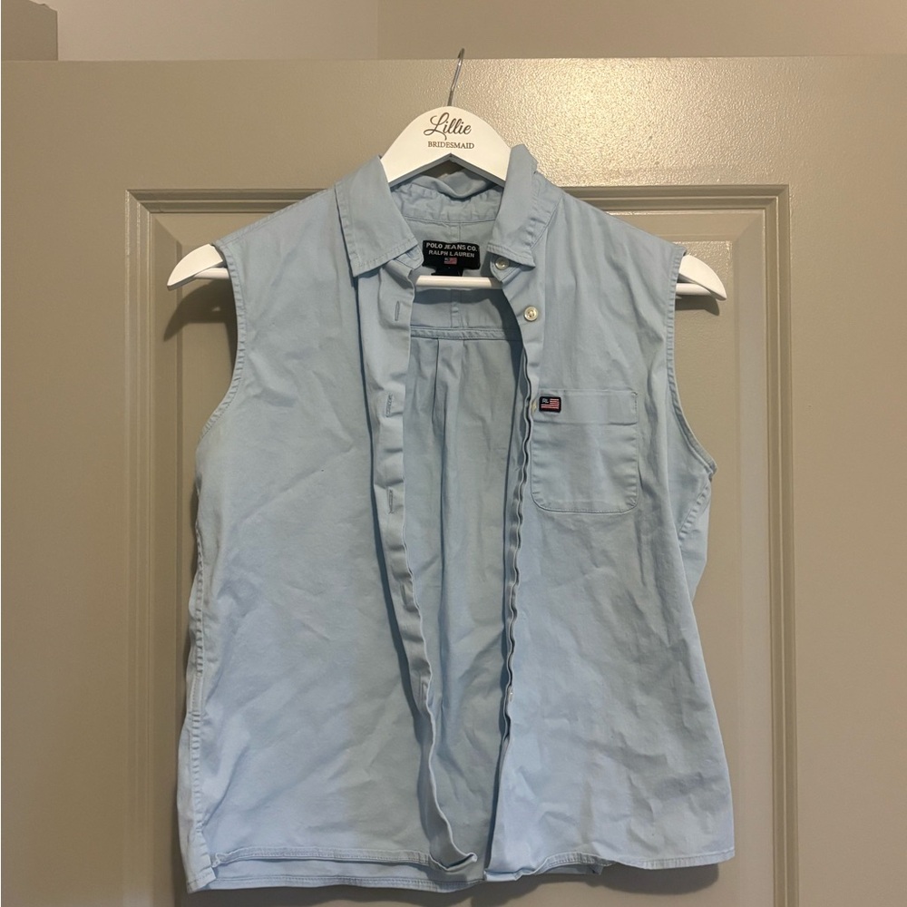 Ralph Lauren Light Blue Sleeveless Blouse